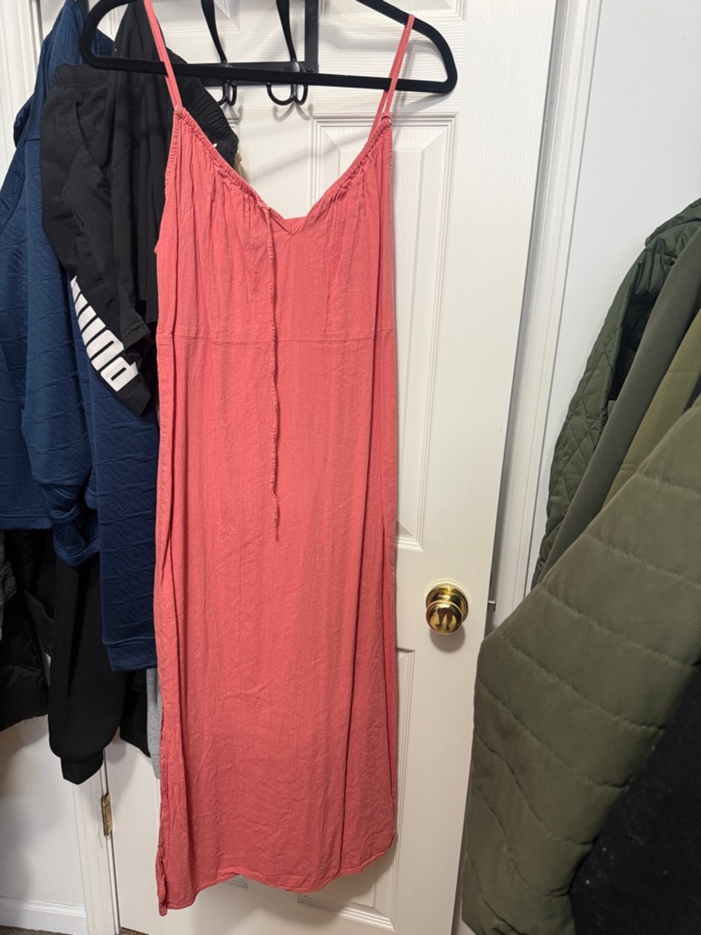 Old Navy Coral Maxi Slip Dress with Spaghetti Straps